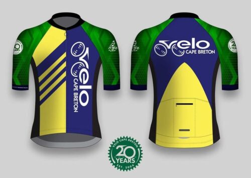 Velo Cape Breton Jersey Indigo - Yellow - Green.